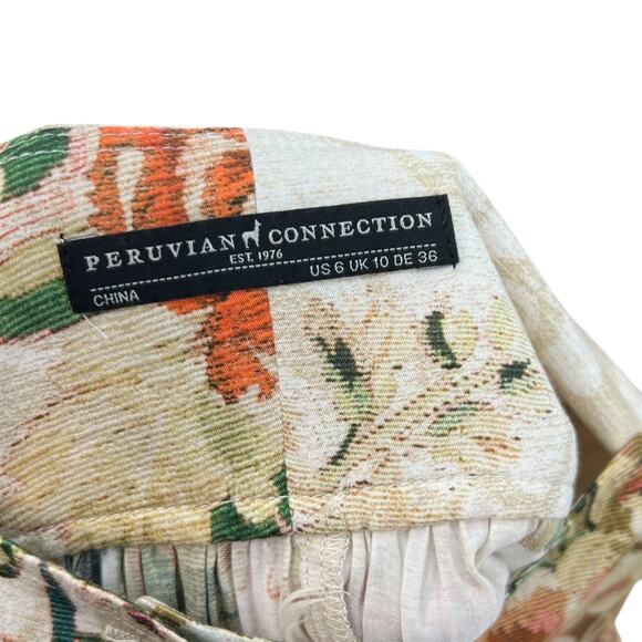 Peruvian Connection Leilani Skirt Floral Button Front A-Line Pleated Size US 6 - Picture 9 of 10